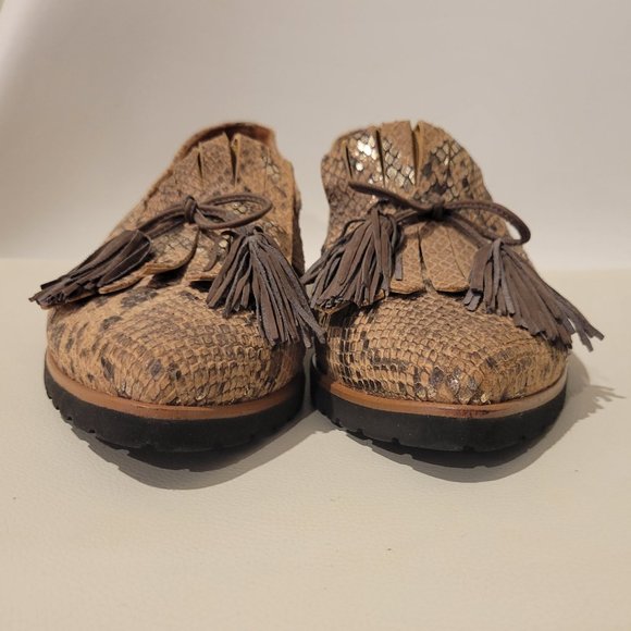 Paul Green Diana Kiltie Fringe Snake Print Metallic Loafers